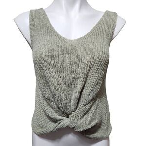Moon & Madison knit tank sweater twist front light olive green medium